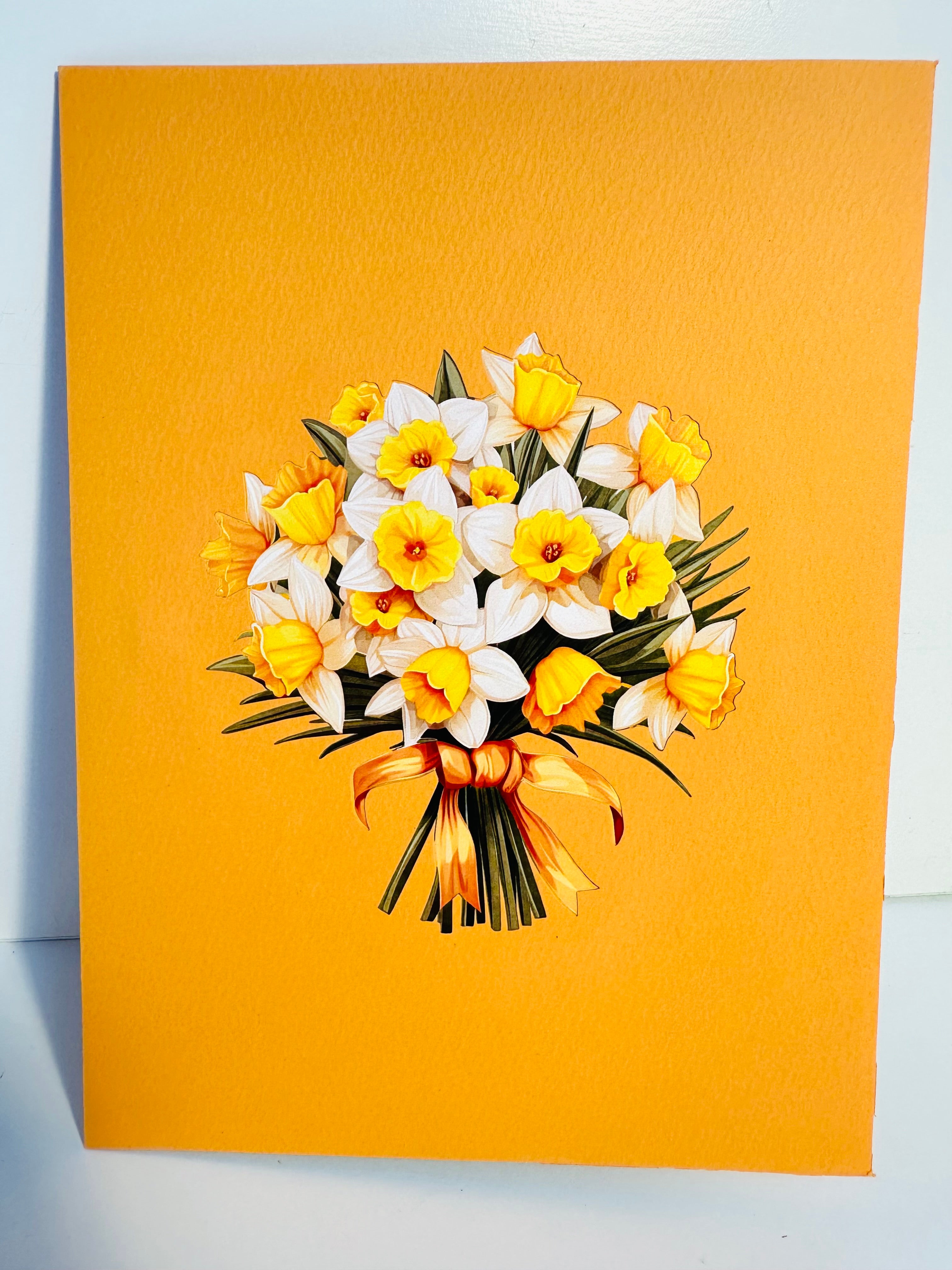 ORANGE Cover - Daffodil Bloom Flower Bouquet Origami Pop Cards 3D Pop Up Greeting Card Happy Birthday Thank You Handmade Gift Thinking of You Blank Card for Any Occasion Happy Mother's Day Happy Father's Australiana Celebrate the Beauty of Flower