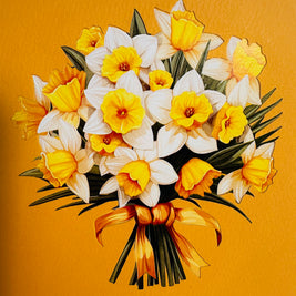 ORANGE Cover - Daffodil Bloom Flower Bouquet Origami Pop Cards 3D Pop Up Greeting Card Happy Birthday Thank You Handmade Gift Thinking of You Blank Card for Any Occasion Happy Mother's Day Happy Father's Australiana Celebrate the Beauty of Flower