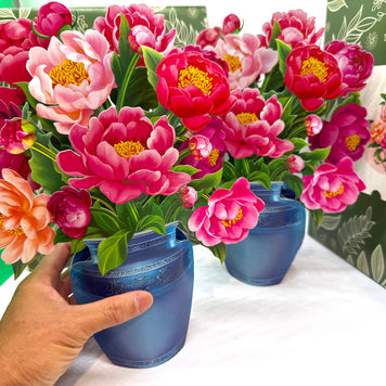 Peonie Pink Rose 3D Pop-Up Flower Bouquet Origami Pop Cards 3D Pop Up Greeting Card Happy Birthday Thank You Handmade Gift Thinking of You Blank Card for Any Occasion Happy Mother's Day Happy Father's Australiana Celebrate