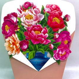 Peonie Pink Rose 3D Pop-Up Flower Bouquet Origami Pop Cards 3D Pop Up Greeting Card Happy Birthday Thank You Handmade Gift Thinking of You Blank Card for Any Occasion Happy Mother's Day Happy Father's Australiana Celebrate