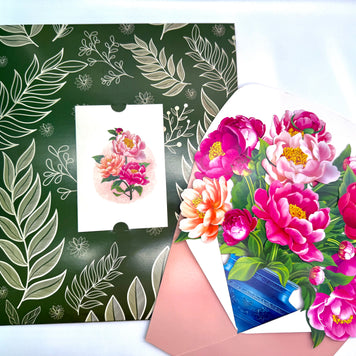 Peonie Pink Rose 3D Pop-Up Flower Bouquet Origami Pop Cards 3D Pop Up Greeting Card Happy Birthday Thank You Handmade Gift Thinking of You Blank Card for Any Occasion Happy Mother's Day Happy Father's Australiana Celebrate