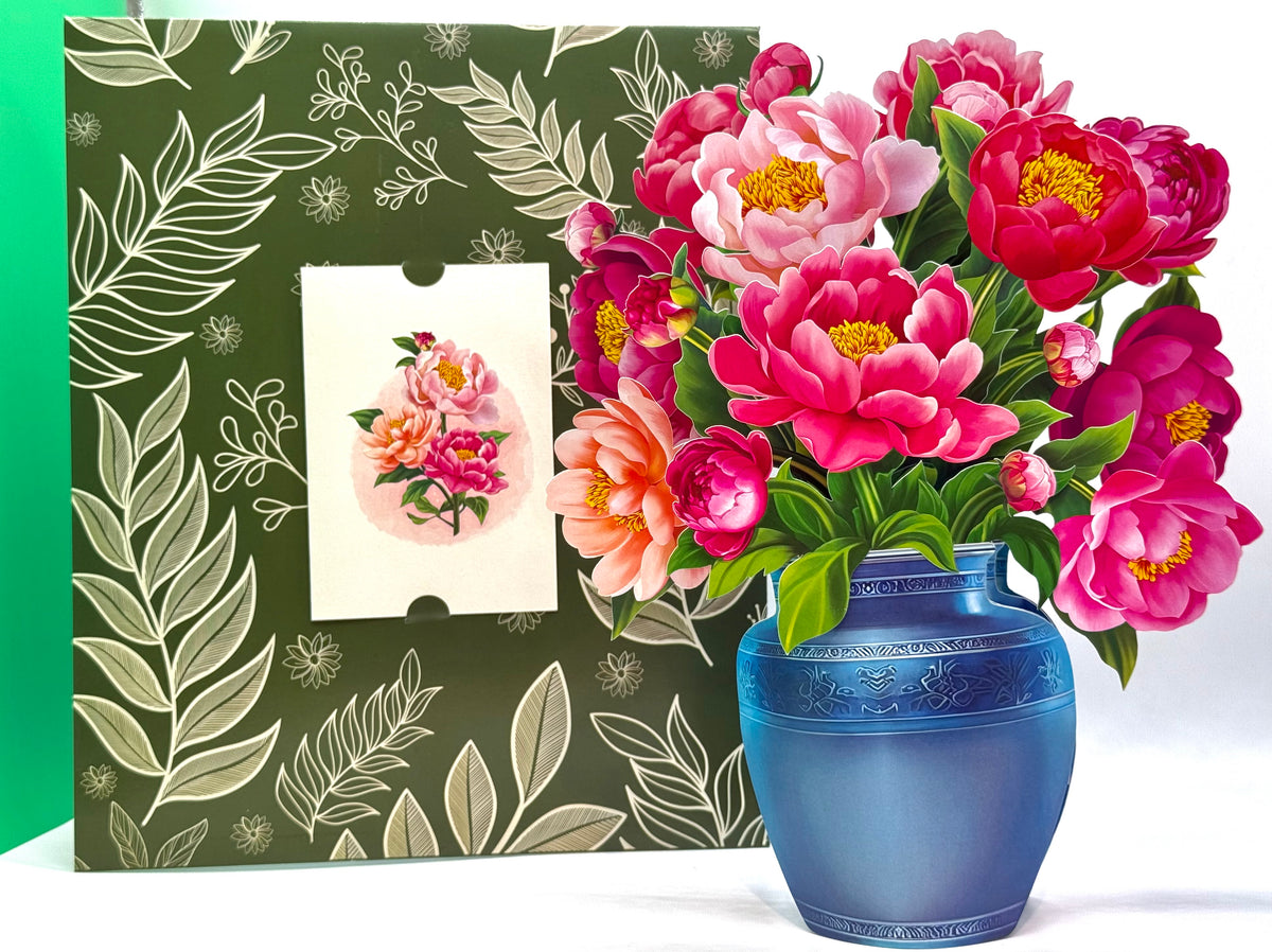 Peonie Pink Rose 3D Pop-Up Flower Bouquet Origami Pop Cards 3D Pop Up Greeting Card Happy Birthday Thank You Handmade Gift Thinking of You Blank Card for Any Occasion Happy Mother's Day Happy Father's Australiana Celebrate