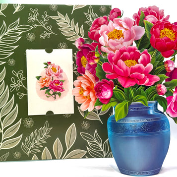 Peonie Pink Rose 3D Pop-Up Flower Bouquet Origami Pop Cards 3D Pop Up Greeting Card Happy Birthday Thank You Handmade Gift Thinking of You Blank Card for Any Occasion Happy Mother's Day Happy Father's Australiana Celebrate