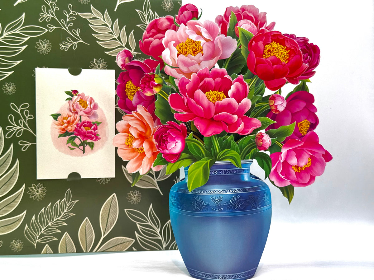 Peonie Pink Rose 3D Pop-Up Flower Bouquet Origami Pop Cards 3D Pop Up Greeting Card Happy Birthday Thank You Handmade Gift Thinking of You Blank Card for Any Occasion Happy Mother's Day Happy Father's Australiana Celebrate