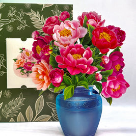 Peonie Pink Rose 3D Pop-Up Flower Bouquet Origami Pop Cards 3D Pop Up Greeting Card Happy Birthday Thank You Handmade Gift Thinking of You Blank Card for Any Occasion Happy Mother's Day Happy Father's Australiana Celebrate