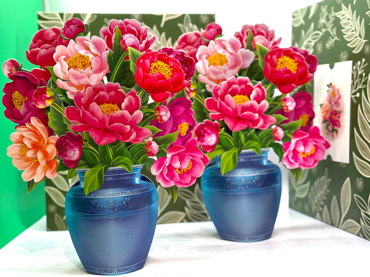 Peonie Pink Rose 3D Pop-Up Flower Bouquet Origami Pop Cards 3D Pop Up Greeting Card Happy Birthday Thank You Handmade Gift Thinking of You Blank Card for Any Occasion Happy Mother's Day Happy Father's Australiana Celebrate