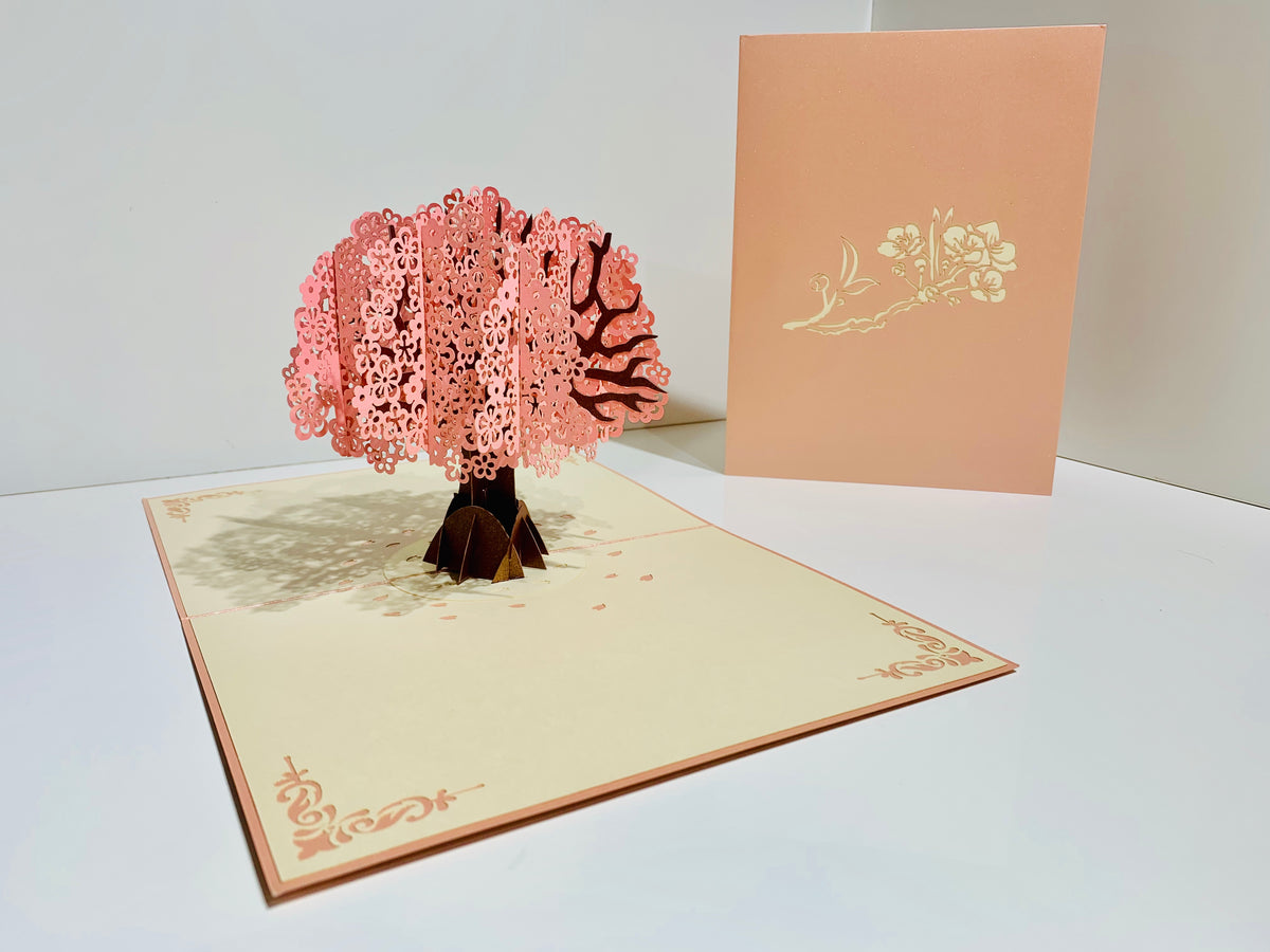 Pink Cherry Blossom Tree Origami Pop Cards 3D Pop Up Greeting Card Happy Birthday Thank You Handmade Gift Thinking of You Blank Card for Any Occasion Happy Mother's Day Happy Father's Australiana