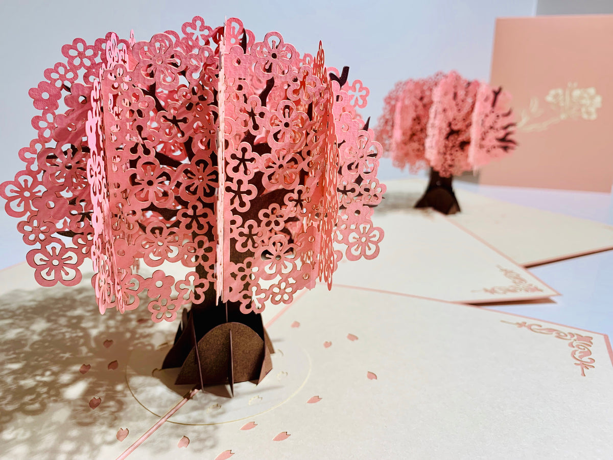 Pink Cherry Blossom Tree Origami Pop Cards 3D Pop Up Greeting Card Happy Birthday Thank You Handmade Gift Thinking of You Blank Card for Any Occasion Happy Mother's Day Happy Father's Australiana