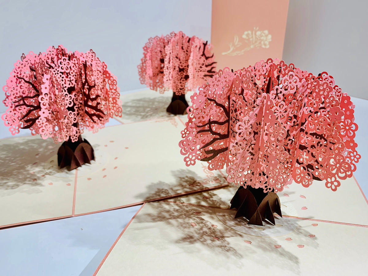Pink Cherry Blossom Tree Origami Pop Cards 3D Pop Up Greeting Card Happy Birthday Thank You Handmade Gift Thinking of You Blank Card for Any Occasion Happy Mother's Day Happy Father's Australiana