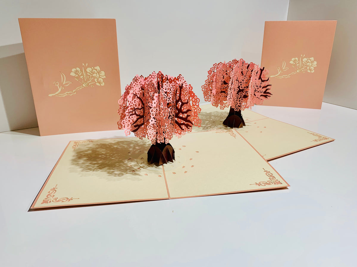 Pink Cherry Blossom Tree Origami Pop Cards 3D Pop Up Greeting Card Happy Birthday Thank You Handmade Gift Thinking of You Blank Card for Any Occasion Happy Mother's Day Happy Father's Australiana