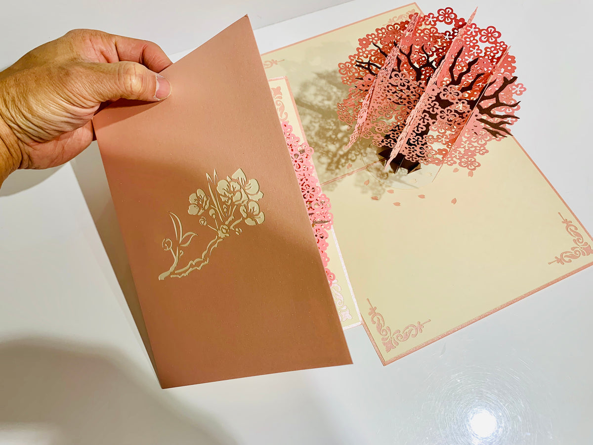 Pink Cherry Blossom Tree Origami Pop Cards 3D Pop Up Greeting Card Happy Birthday Thank You Handmade Gift Thinking of You Blank Card for Any Occasion Happy Mother's Day Happy Father's Australiana