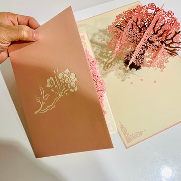 Pink Cherry Blossom Tree Origami Pop Cards 3D Pop Up Greeting Card Happy Birthday Thank You Handmade Gift Thinking of You Blank Card for Any Occasion Happy Mother's Day Happy Father's Australiana