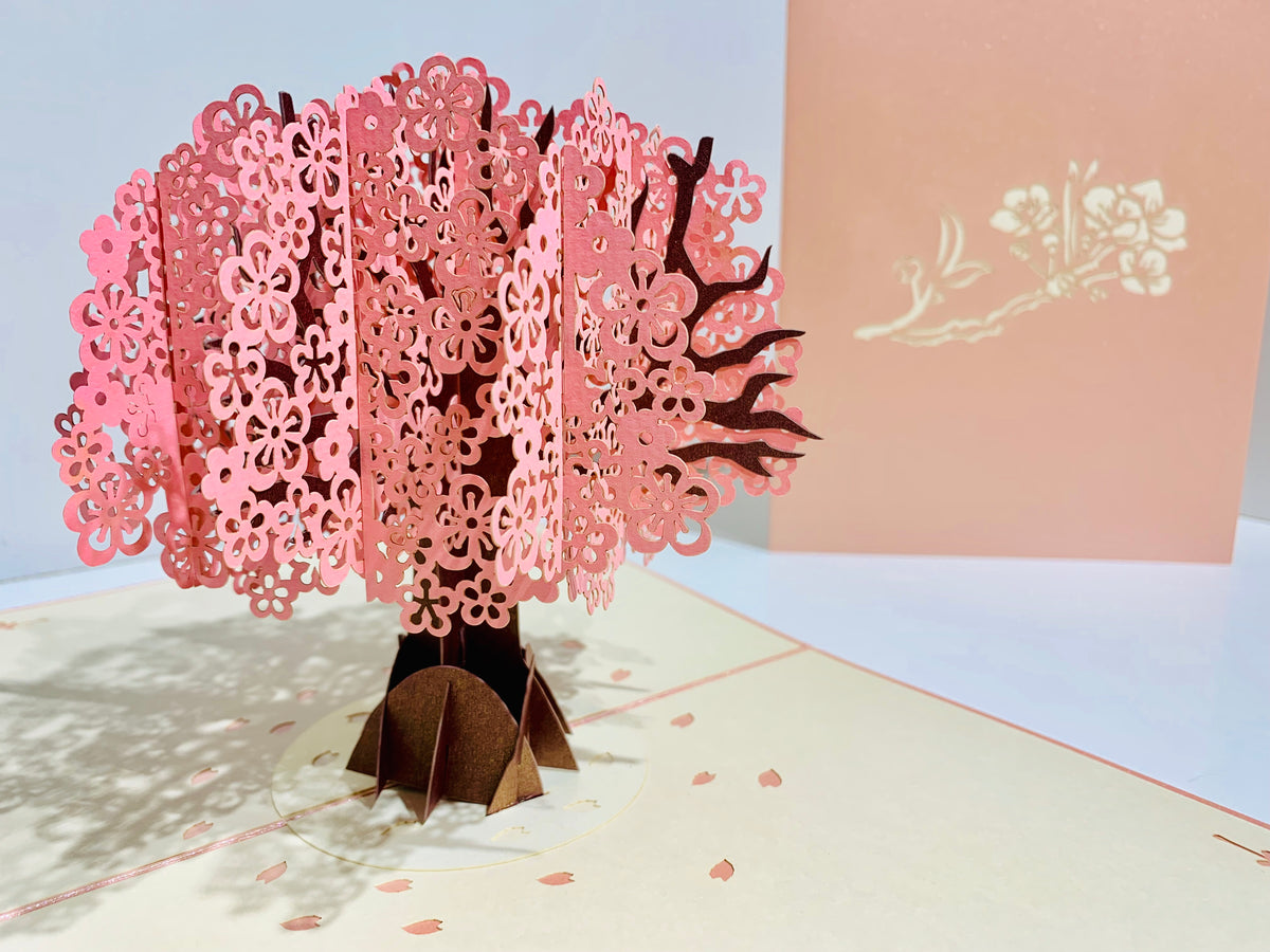 Pink Cherry Blossom Tree Origami Pop Cards 3D Pop Up Greeting Card Happy Birthday Thank You Handmade Gift Thinking of You Blank Card for Any Occasion Happy Mother's Day Happy Father's Australiana