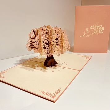 Metallic Pink & White Cherry Blossom Origami Pop Cards 3D Pop Up Greeting Card Happy Birthday Thank You Handmade Gift Thinking of You Blank Card for Any Occasion Happy Mother's Day Happy Father's Australiana