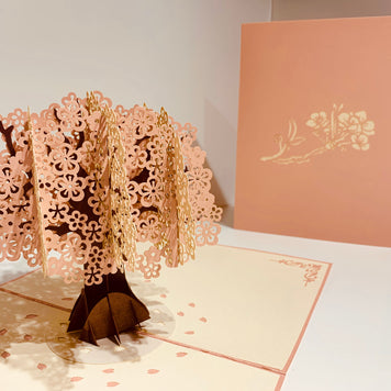 Metallic Pink & White Cherry Blossom Origami Pop Cards 3D Pop Up Greeting Card Happy Birthday Thank You Handmade Gift Thinking of You Blank Card for Any Occasion Happy Mother's Day Happy Father's Australiana