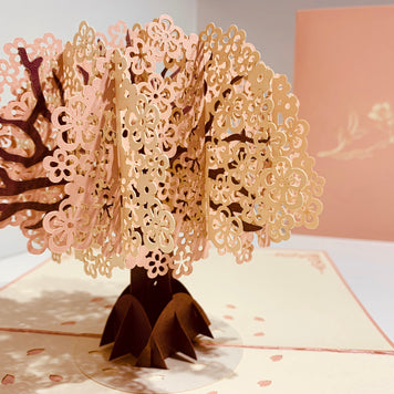 Metallic Pink & White Cherry Blossom Origami Pop Cards 3D Pop Up Greeting Card Happy Birthday Thank You Handmade Gift Thinking of You Blank Card for Any Occasion Happy Mother's Day Happy Father's Australiana