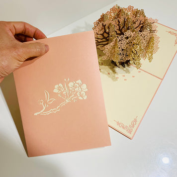 Metallic Pink & White Cherry Blossom Origami Pop Cards 3D Pop Up Greeting Card Happy Birthday Thank You Handmade Gift Thinking of You Blank Card for Any Occasion Happy Mother's Day Happy Father's Australiana