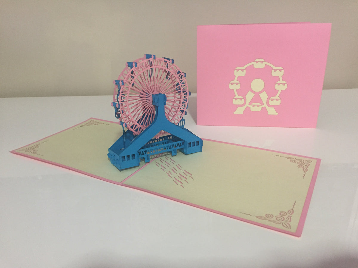 Ferris Wheel in Pink & Turquoise Origami Pop Cards 3D Pop Up Greeting Card Happy Birthday Thank You Handmade Gift Thinking of You Blank Card for Any Occasion Happy Mother's Day Happy Father's Celebrate the Beauty of Architecture (Copy)