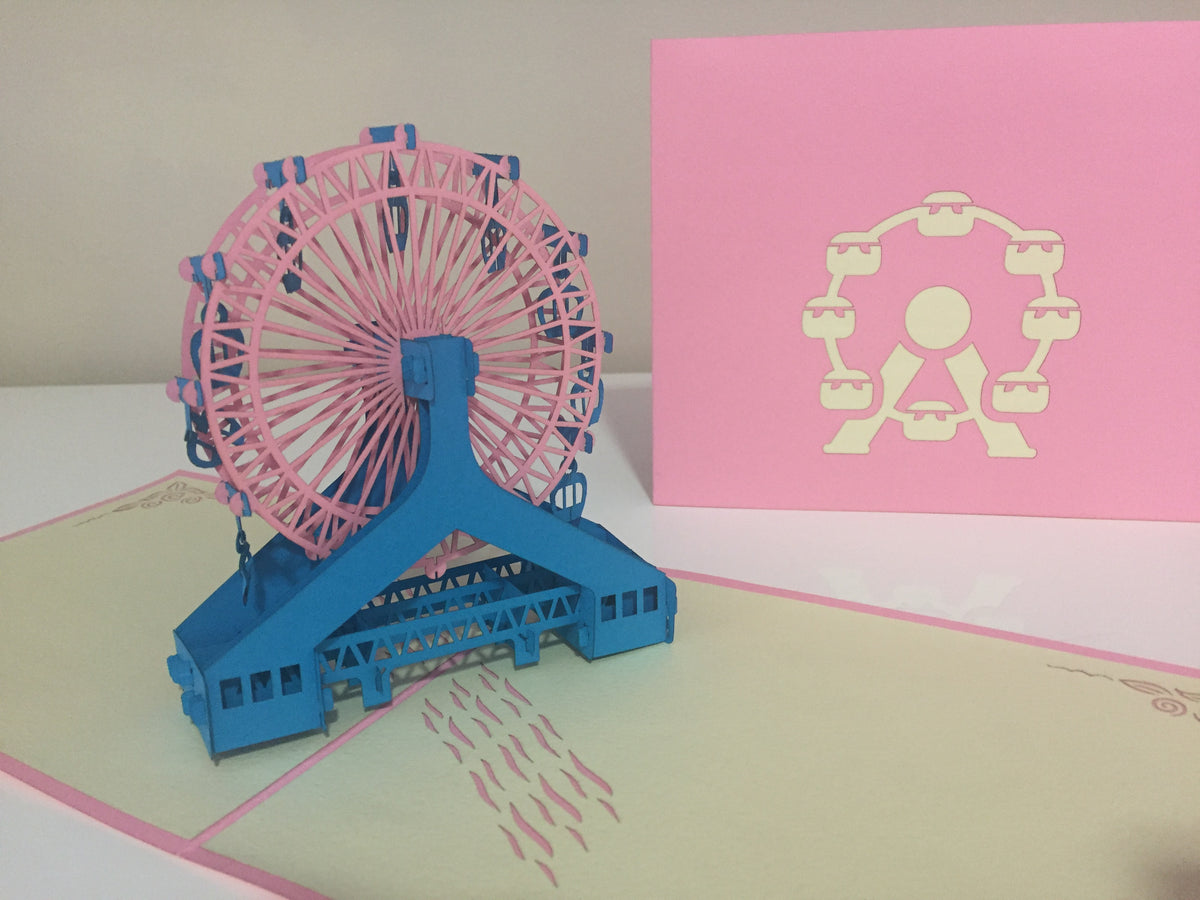 Ferris Wheel in Pink & Turquoise Origami Pop Cards 3D Pop Up Greeting Card Happy Birthday Thank You Handmade Gift Thinking of You Blank Card for Any Occasion Happy Mother's Day Happy Father's Celebrate the Beauty of Architecture (Copy)