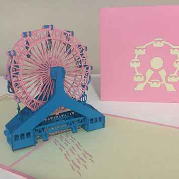 Ferris Wheel in Pink & Turquoise Origami Pop Cards 3D Pop Up Greeting Card Happy Birthday Thank You Handmade Gift Thinking of You Blank Card for Any Occasion Happy Mother's Day Happy Father's Celebrate the Beauty of Architecture (Copy)