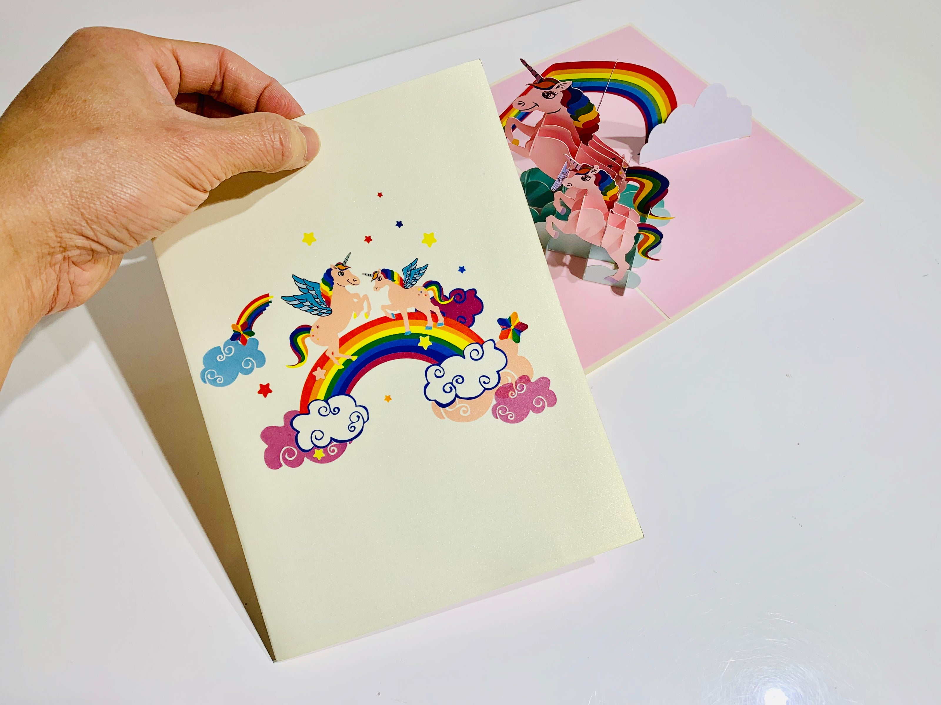 Pink Mother & Baby Unicorn Dancing over the Cloud Origami Pop Cards 3D Pop Up Greeting Card Happy Birthday Thank You Handmade Gift Thinking of You Blank Card for Any Occasion Happy Mother's Day Australiana Celebrate the Beauty of Animals Perfect Gift