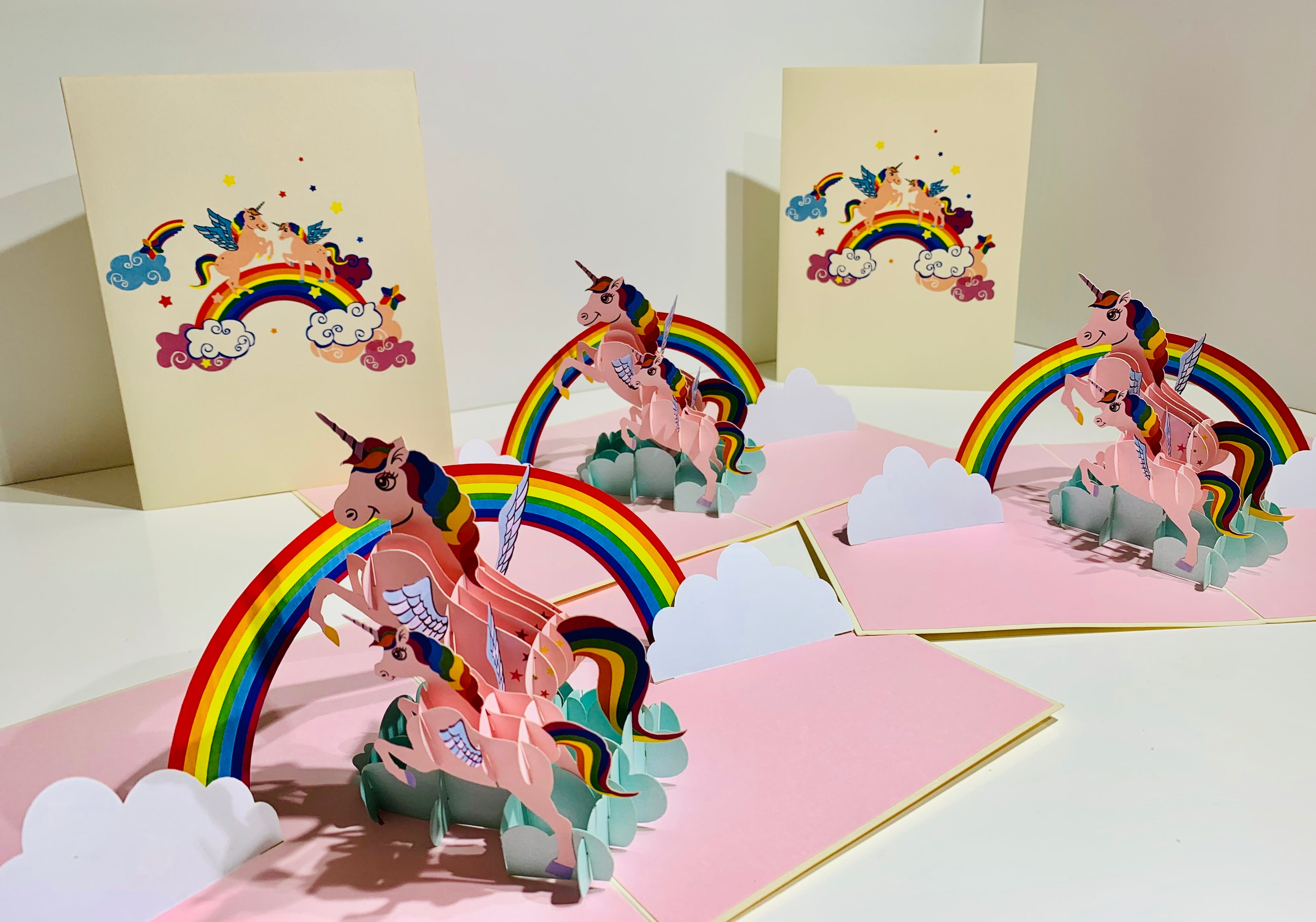 Pink Mother & Baby Unicorn Dancing over the Cloud Origami Pop Cards 3D Pop Up Greeting Card Happy Birthday Thank You Handmade Gift Thinking of You Blank Card for Any Occasion Happy Mother's Day Australiana Celebrate the Beauty of Animals Perfect Gift