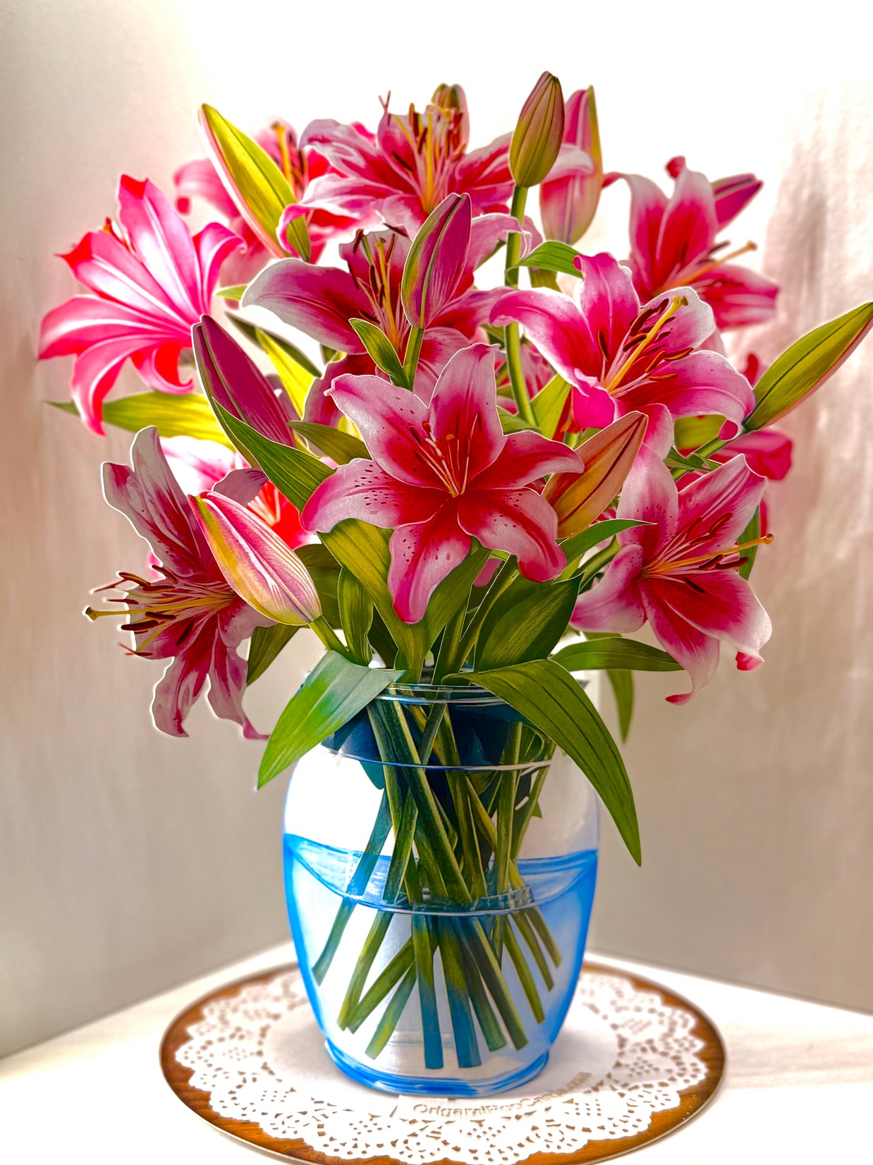 Hot Pink Oriental Lily 3D Pop Up Flower Bouquet Origami Pop Cards 3D Pop Up Greeting Card Happy Birthday Thank You Handmade Gift Thinking of You Blank Card for Any Occasion Happy Mother's Day Happy Father's Australiana Celebrate the Beauty of Flower