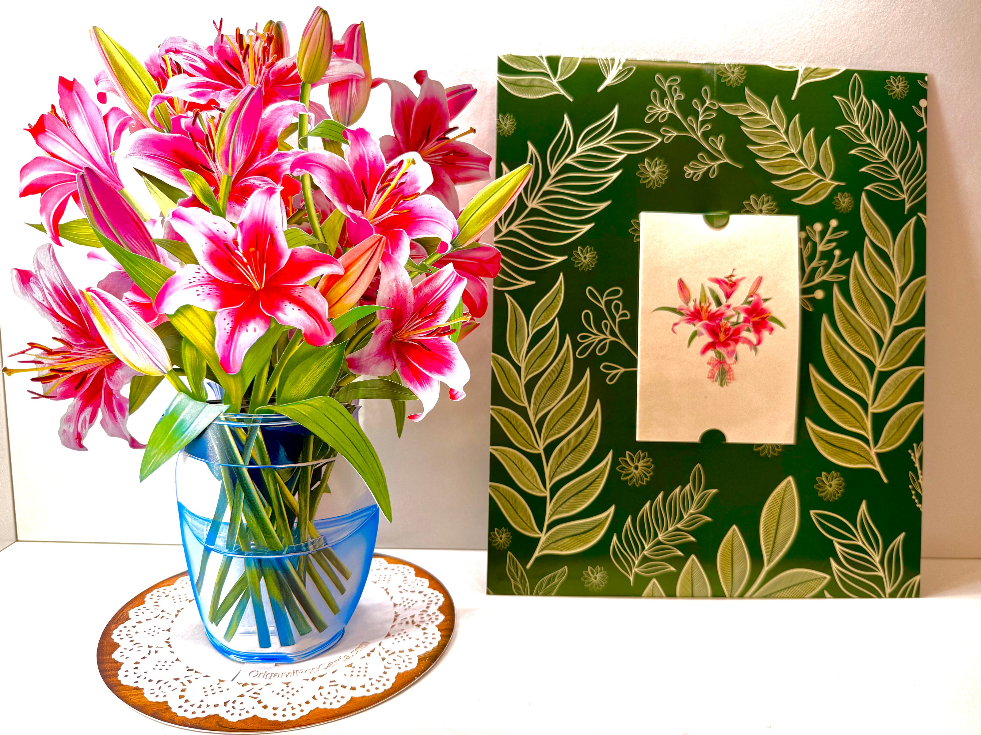 Hot Pink Oriental Lily 3D Pop Up Flower Bouquet Origami Pop Cards 3D Pop Up Greeting Card Happy Birthday Thank You Handmade Gift Thinking of You Blank Card for Any Occasion Happy Mother's Day Happy Father's Australiana Celebrate the Beauty of Flower