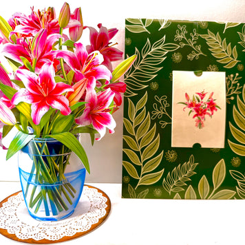 Hot Pink Oriental Lily 3D Pop Up Flower Bouquet Origami Pop Cards 3D Pop Up Greeting Card Happy Birthday Thank You Handmade Gift Thinking of You Blank Card for Any Occasion Happy Mother's Day Happy Father's Australiana Celebrate the Beauty of Flower