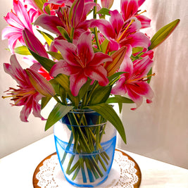 Hot Pink Oriental Lily 3D Pop Up Flower Bouquet Origami Pop Cards 3D Pop Up Greeting Card Happy Birthday Thank You Handmade Gift Thinking of You Blank Card for Any Occasion Happy Mother's Day Happy Father's Australiana Celebrate the Beauty of Flower
