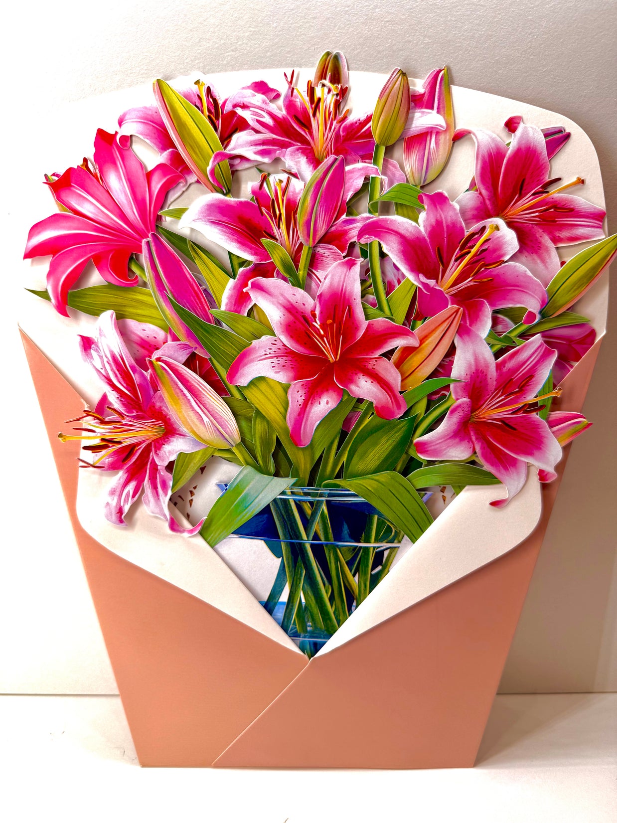Hot Pink Oriental Lily 3D Pop Up Flower Bouquet Origami Pop Cards 3D Pop Up Greeting Card Happy Birthday Thank You Handmade Gift Thinking of You Blank Card for Any Occasion Happy Mother's Day Happy Father's Australiana Celebrate the Beauty of Flower