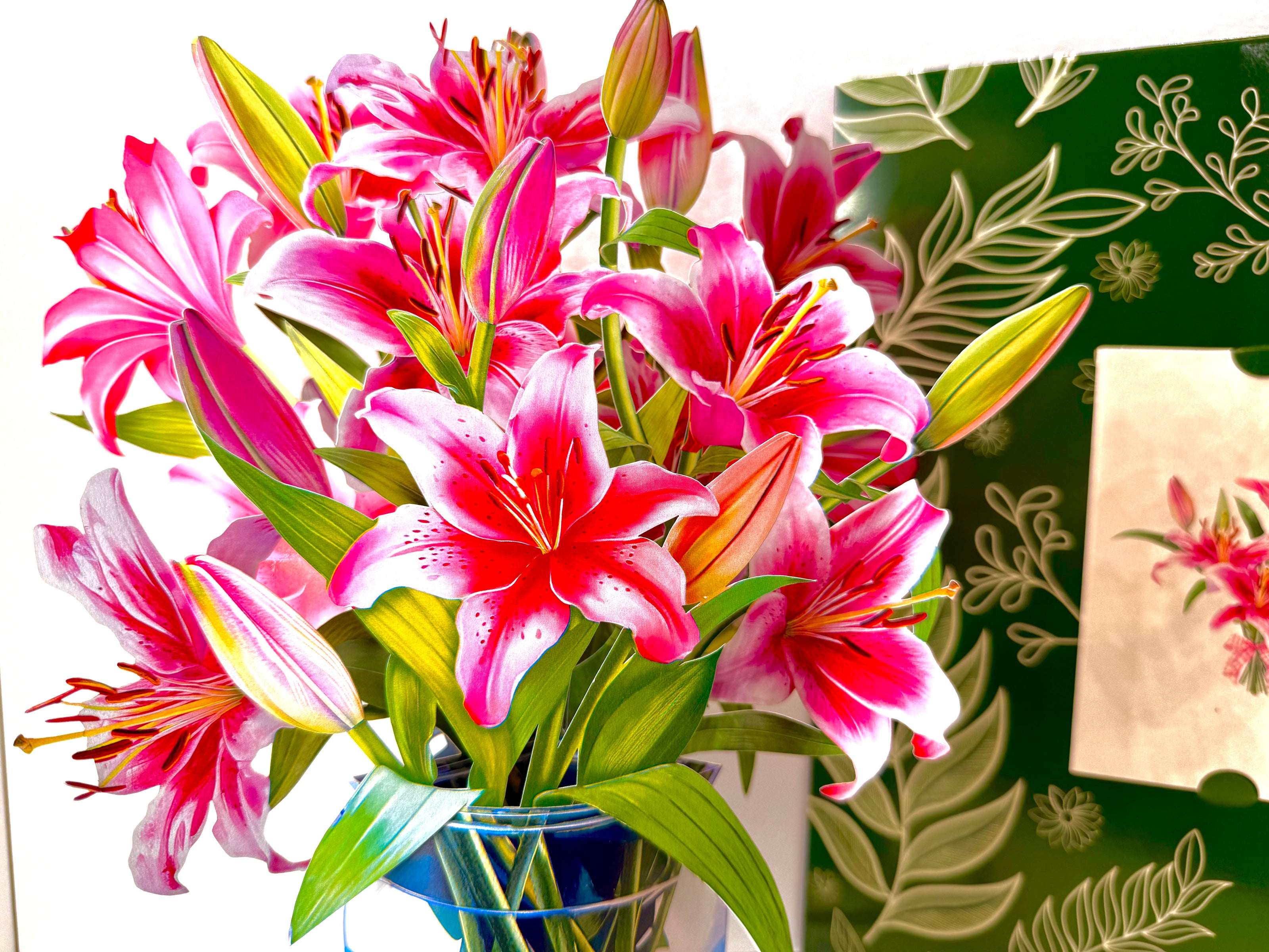 Hot Pink Oriental Lily 3D Pop Up Flower Bouquet Origami Pop Cards 3D Pop Up Greeting Card Happy Birthday Thank You Handmade Gift Thinking of You Blank Card for Any Occasion Happy Mother's Day Happy Father's Australiana Celebrate the Beauty of Flower