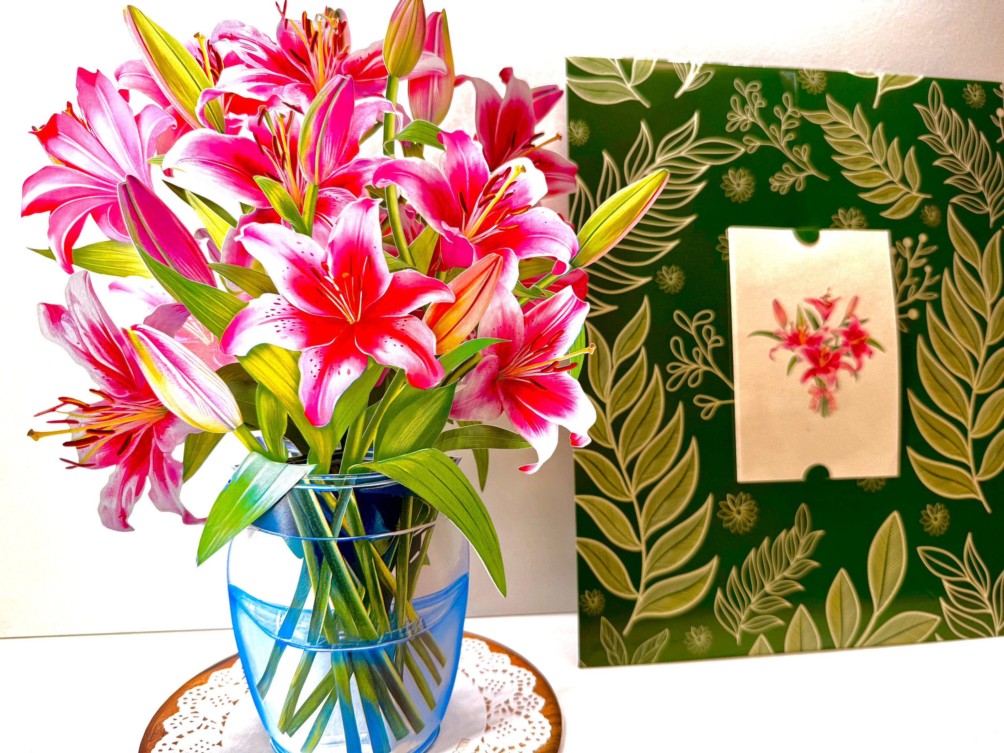 Hot Pink Oriental Lily 3D Pop Up Flower Bouquet Origami Pop Cards 3D Pop Up Greeting Card Happy Birthday Thank You Handmade Gift Thinking of You Blank Card for Any Occasion Happy Mother's Day Happy Father's Australiana Celebrate the Beauty of Flower