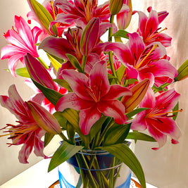 Hot Pink Oriental Lily 3D Pop Up Flower Bouquet Origami Pop Cards 3D Pop Up Greeting Card Happy Birthday Thank You Handmade Gift Thinking of You Blank Card for Any Occasion Happy Mother's Day Happy Father's Australiana Celebrate the Beauty of Flower