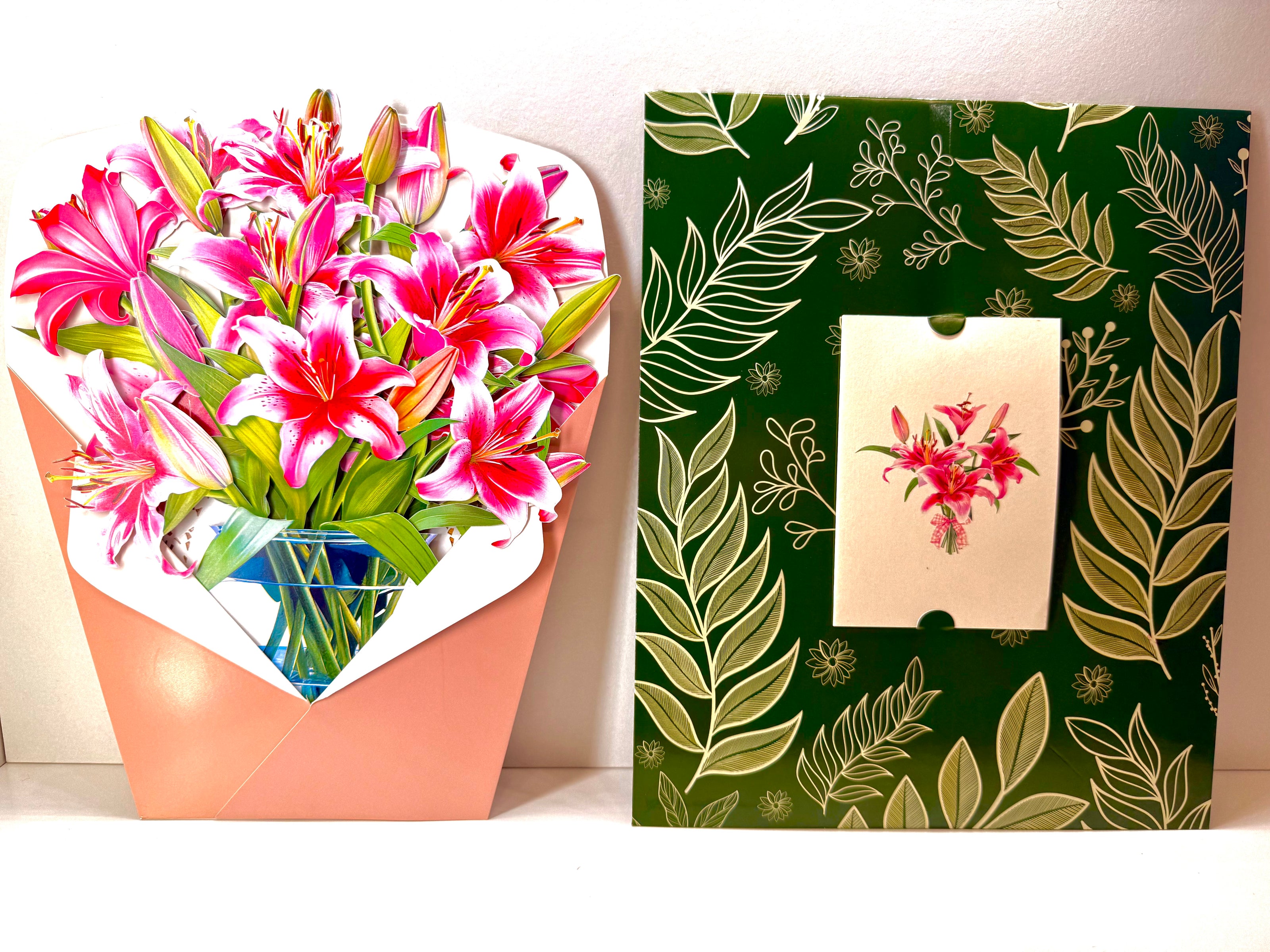 Hot Pink Oriental Lily 3D Pop Up Flower Bouquet Origami Pop Cards 3D Pop Up Greeting Card Happy Birthday Thank You Handmade Gift Thinking of You Blank Card for Any Occasion Happy Mother's Day Happy Father's Australiana Celebrate the Beauty of Flower