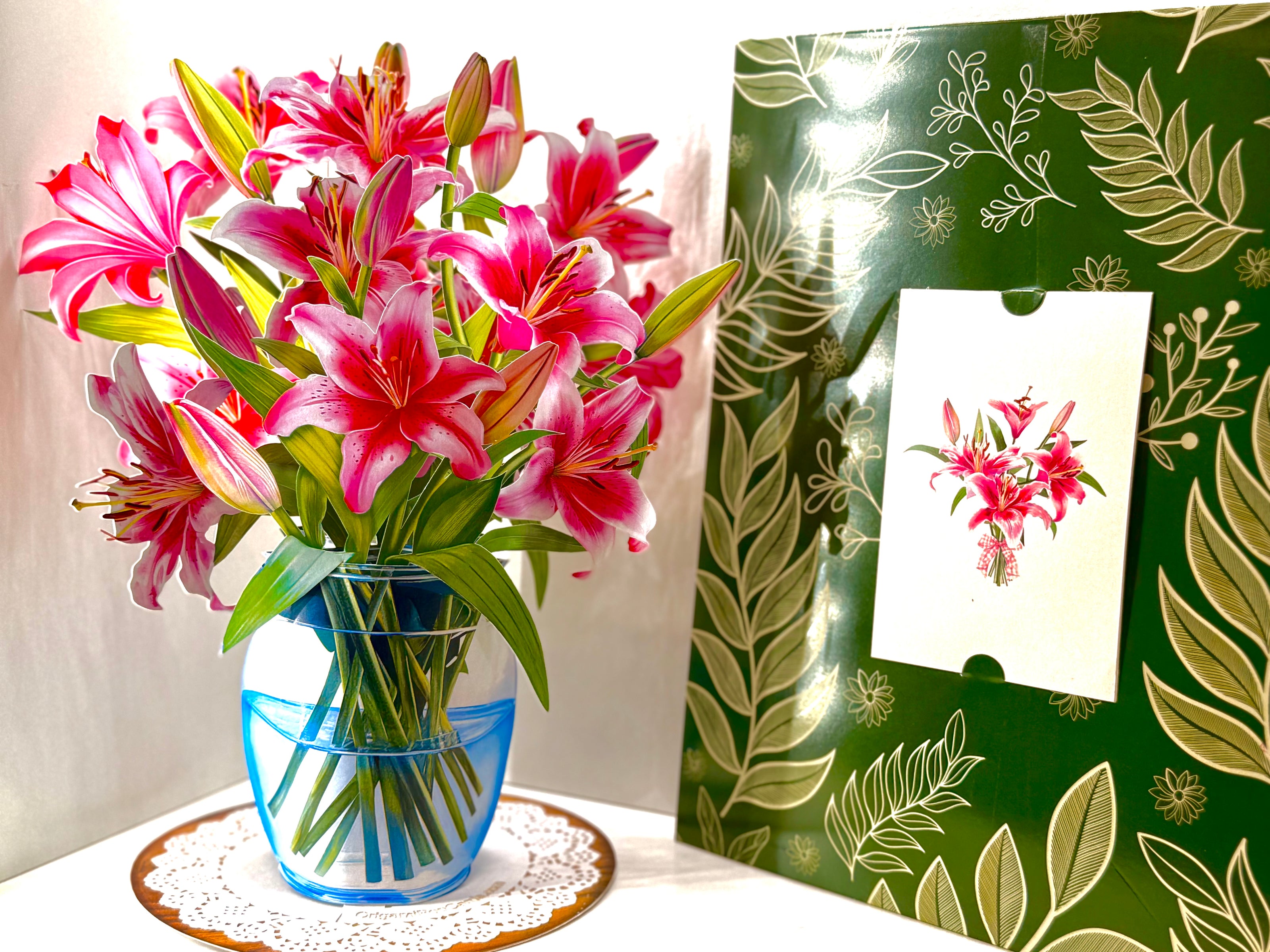 Hot Pink Oriental Lily 3D Pop Up Flower Bouquet Origami Pop Cards 3D Pop Up Greeting Card Happy Birthday Thank You Handmade Gift Thinking of You Blank Card for Any Occasion Happy Mother's Day Happy Father's Australiana Celebrate the Beauty of Flower
