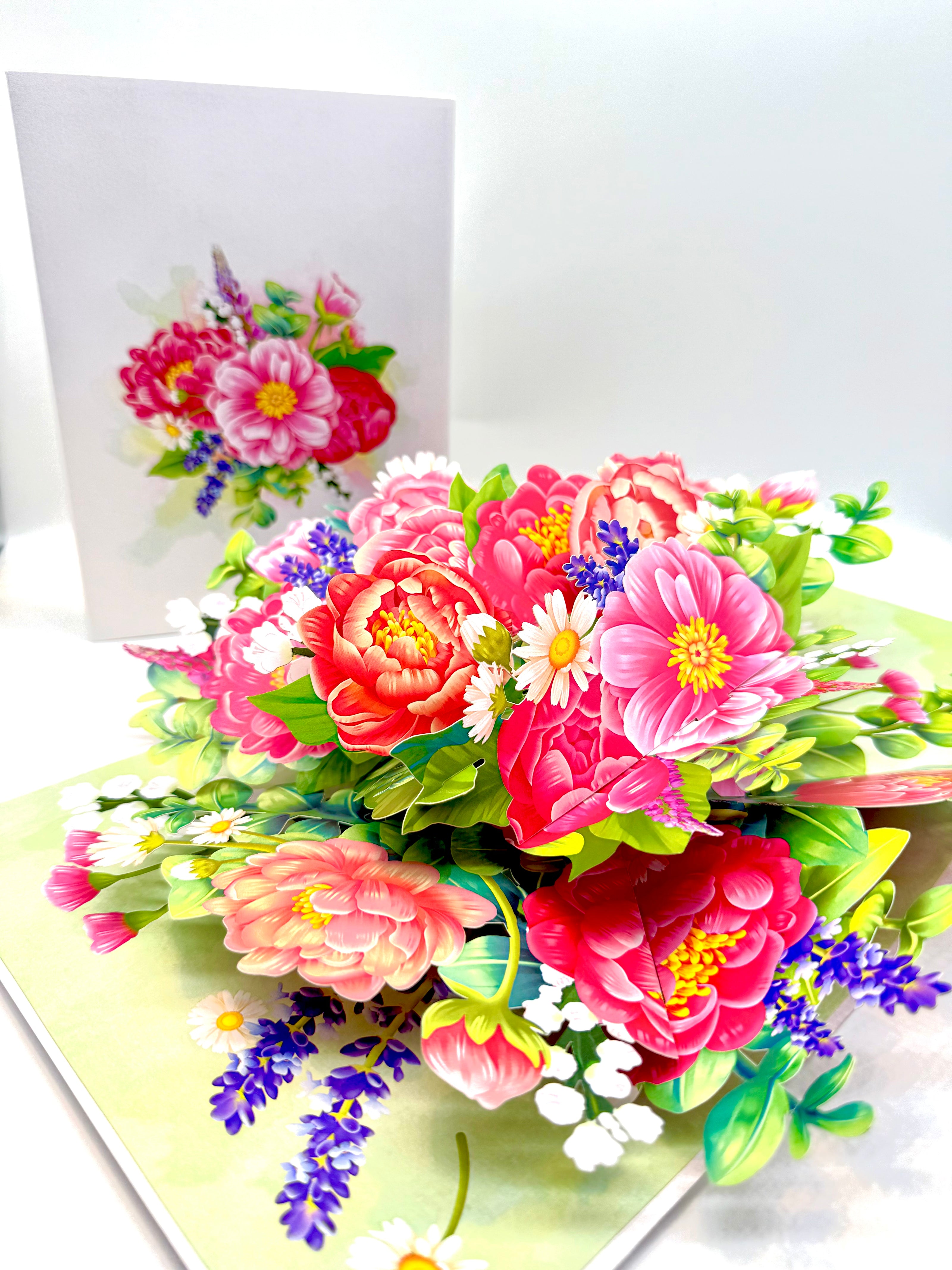 Pink Peony Rose Garden Origami Pop Cards 3D Pop Up Greeting Card Happy Birthday Thank You Handmade Gift Thinking of You Blank Card for Any Occasion Happy Mother's Day Happy Father's Australiana Celebrate the Beauty of Flower and Spring Element