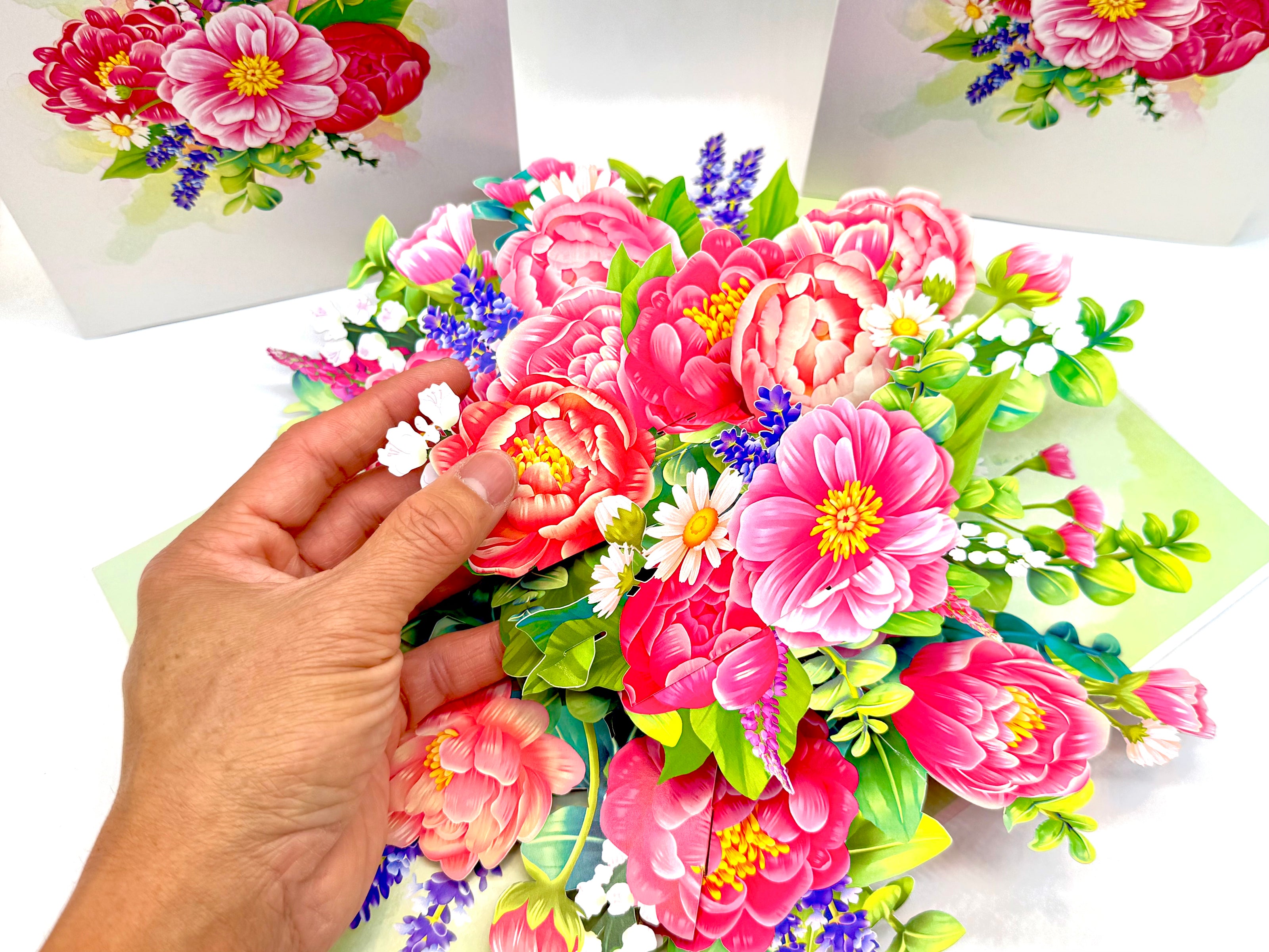 Pink Peony Rose Garden Origami Pop Cards 3D Pop Up Greeting Card Happy Birthday Thank You Handmade Gift Thinking of You Blank Card for Any Occasion Happy Mother's Day Happy Father's Australiana Celebrate the Beauty of Flower and Spring Element