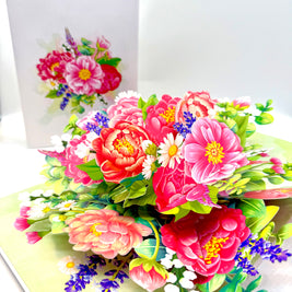 Pink Peony Rose Garden Origami Pop Cards 3D Pop Up Greeting Card Happy Birthday Thank You Handmade Gift Thinking of You Blank Card for Any Occasion Happy Mother's Day Happy Father's Australiana Celebrate the Beauty of Flower and Spring Element
