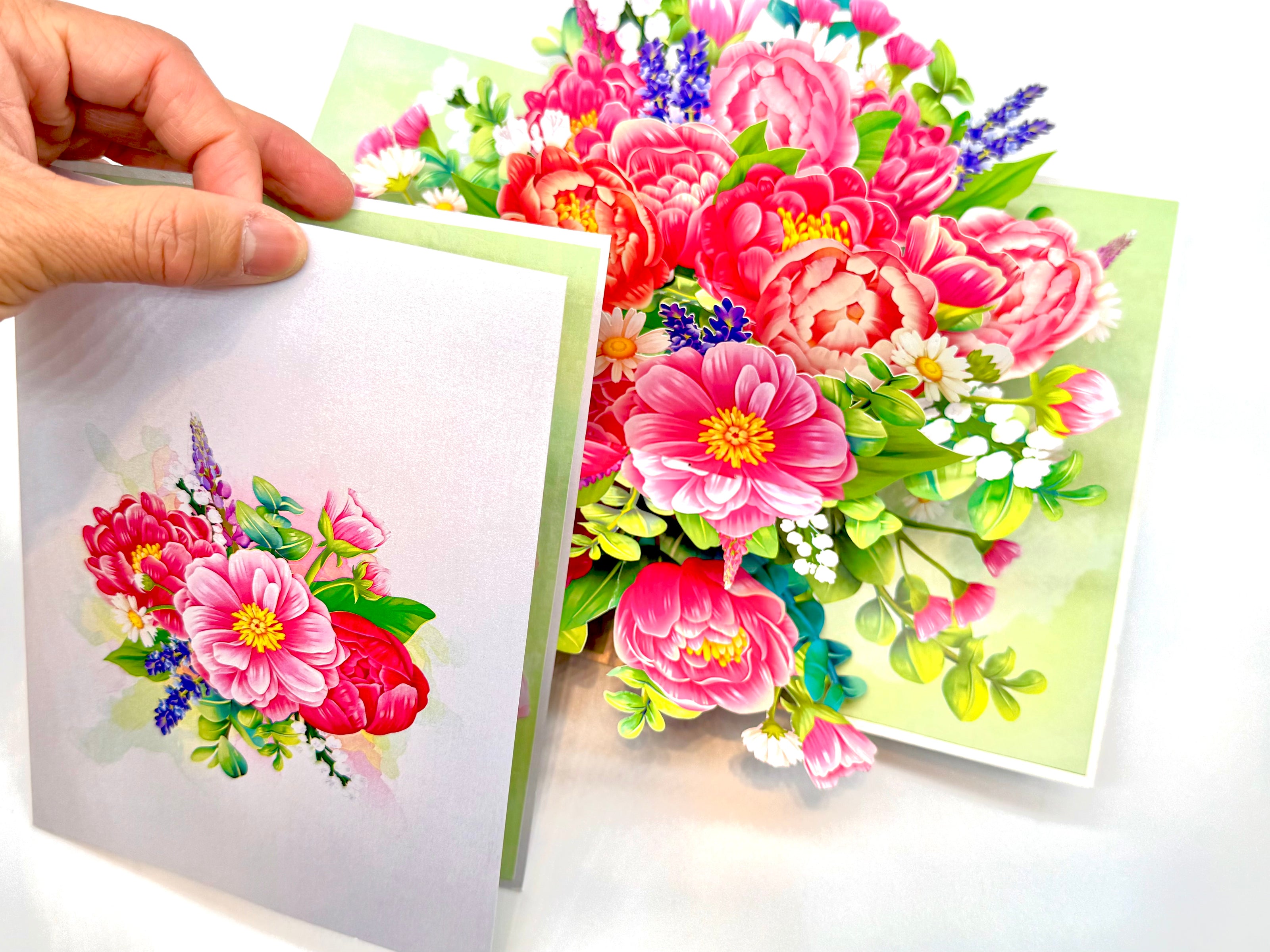 Pink Peony Rose Garden Origami Pop Cards 3D Pop Up Greeting Card Happy Birthday Thank You Handmade Gift Thinking of You Blank Card for Any Occasion Happy Mother's Day Happy Father's Australiana Celebrate the Beauty of Flower and Spring Element