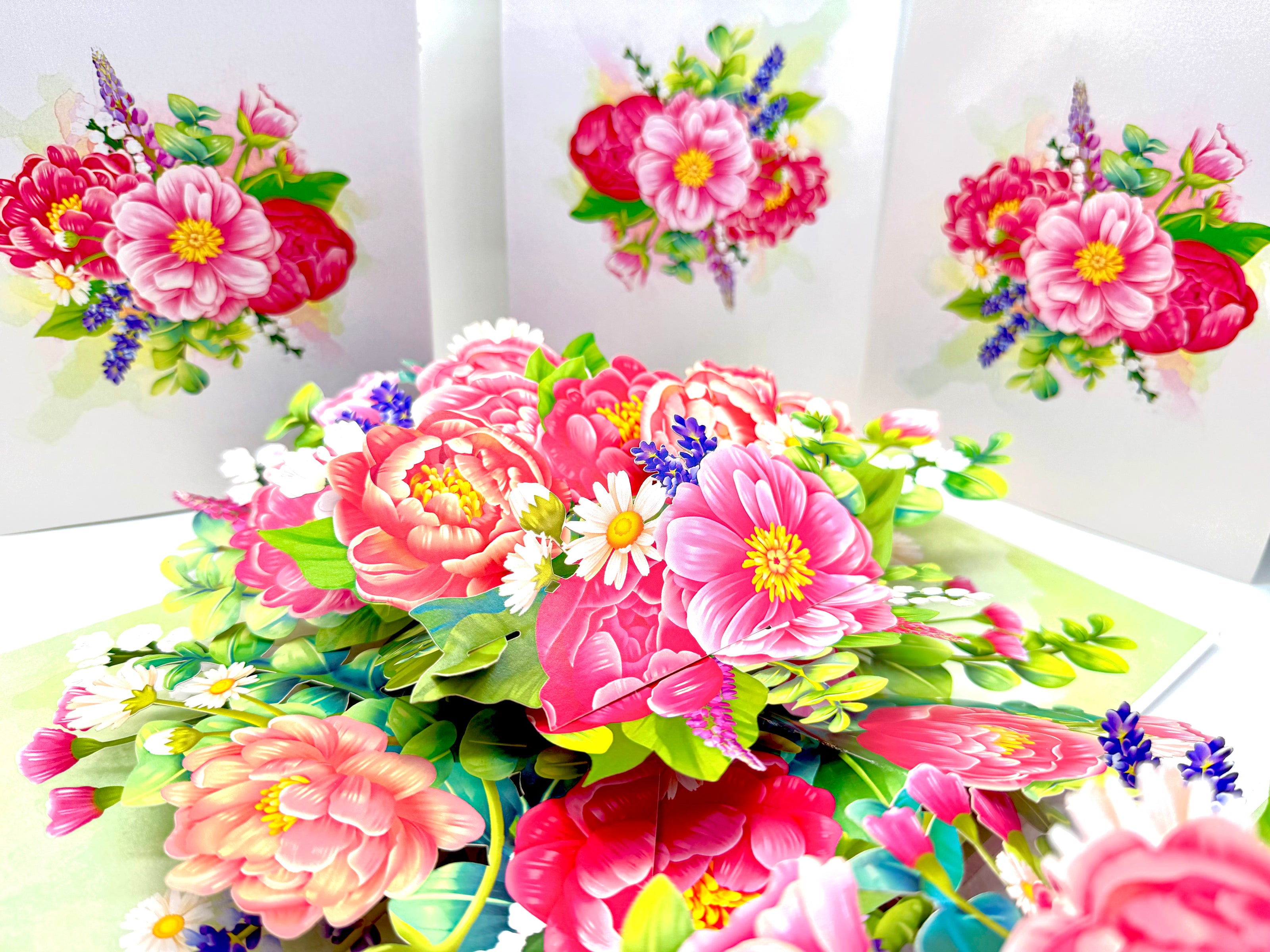 Pink Peony Rose Garden Origami Pop Cards 3D Pop Up Greeting Card Happy Birthday Thank You Handmade Gift Thinking of You Blank Card for Any Occasion Happy Mother's Day Happy Father's Australiana Celebrate the Beauty of Flower and Spring Element