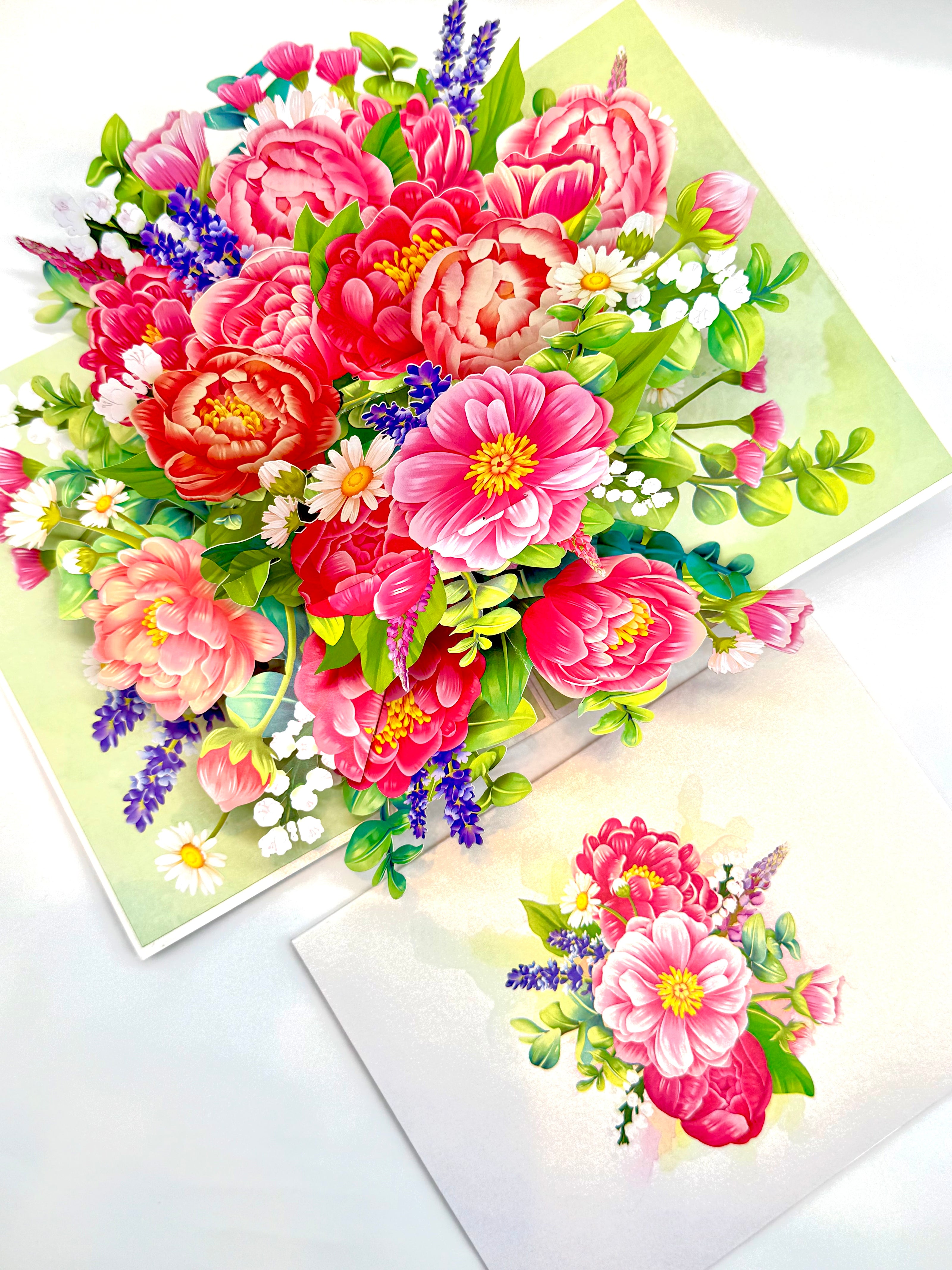Pink Peony Rose Garden Origami Pop Cards 3D Pop Up Greeting Card Happy Birthday Thank You Handmade Gift Thinking of You Blank Card for Any Occasion Happy Mother's Day Happy Father's Australiana Celebrate the Beauty of Flower and Spring Element