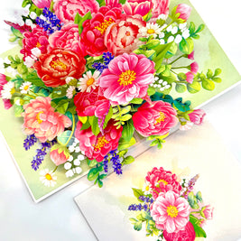 Pink Peony Rose Garden Origami Pop Cards 3D Pop Up Greeting Card Happy Birthday Thank You Handmade Gift Thinking of You Blank Card for Any Occasion Happy Mother's Day Happy Father's Australiana Celebrate the Beauty of Flower and Spring Element