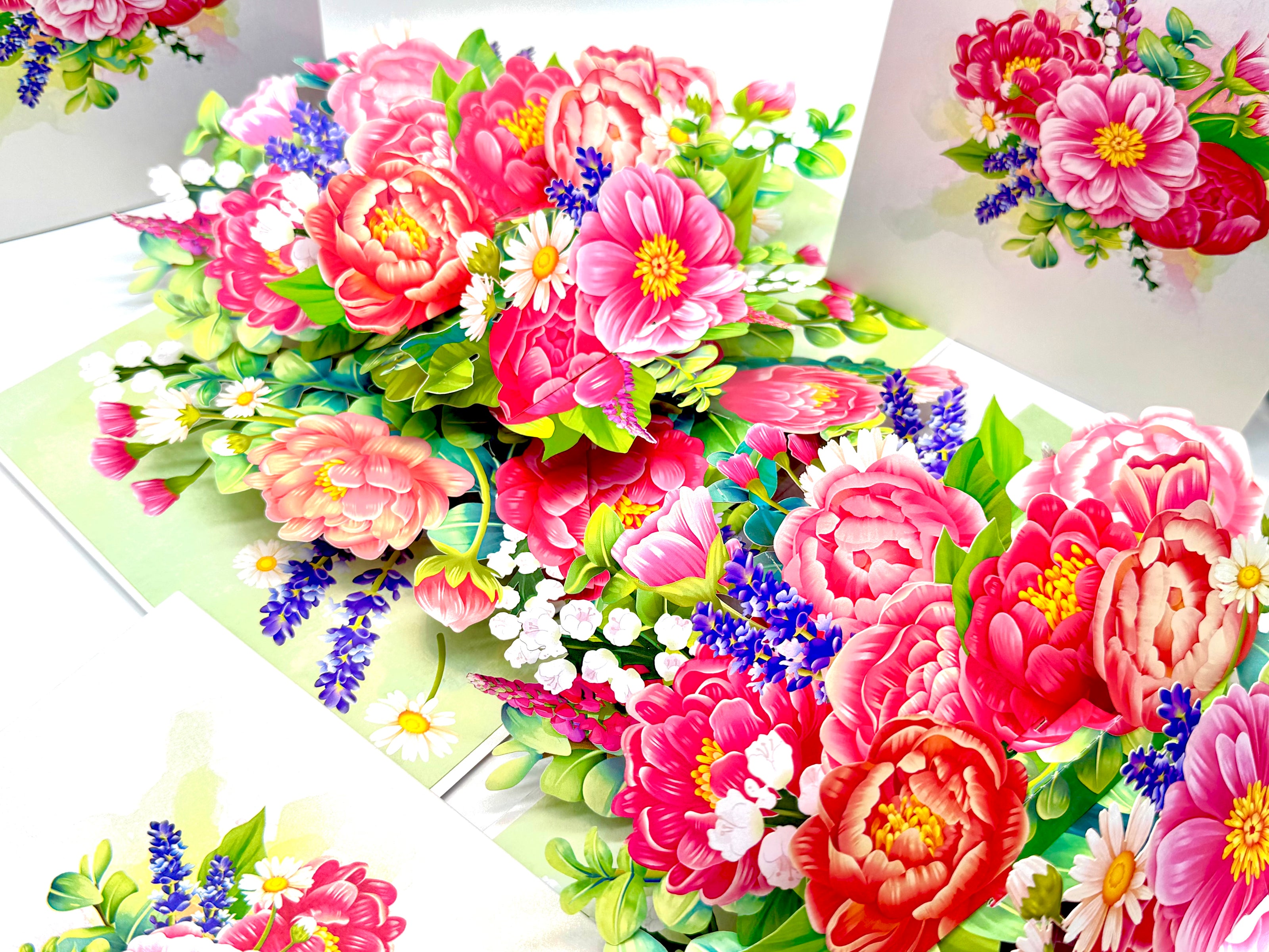 Pink Peony Rose Garden Origami Pop Cards 3D Pop Up Greeting Card Happy Birthday Thank You Handmade Gift Thinking of You Blank Card for Any Occasion Happy Mother's Day Happy Father's Australiana Celebrate the Beauty of Flower and Spring Element