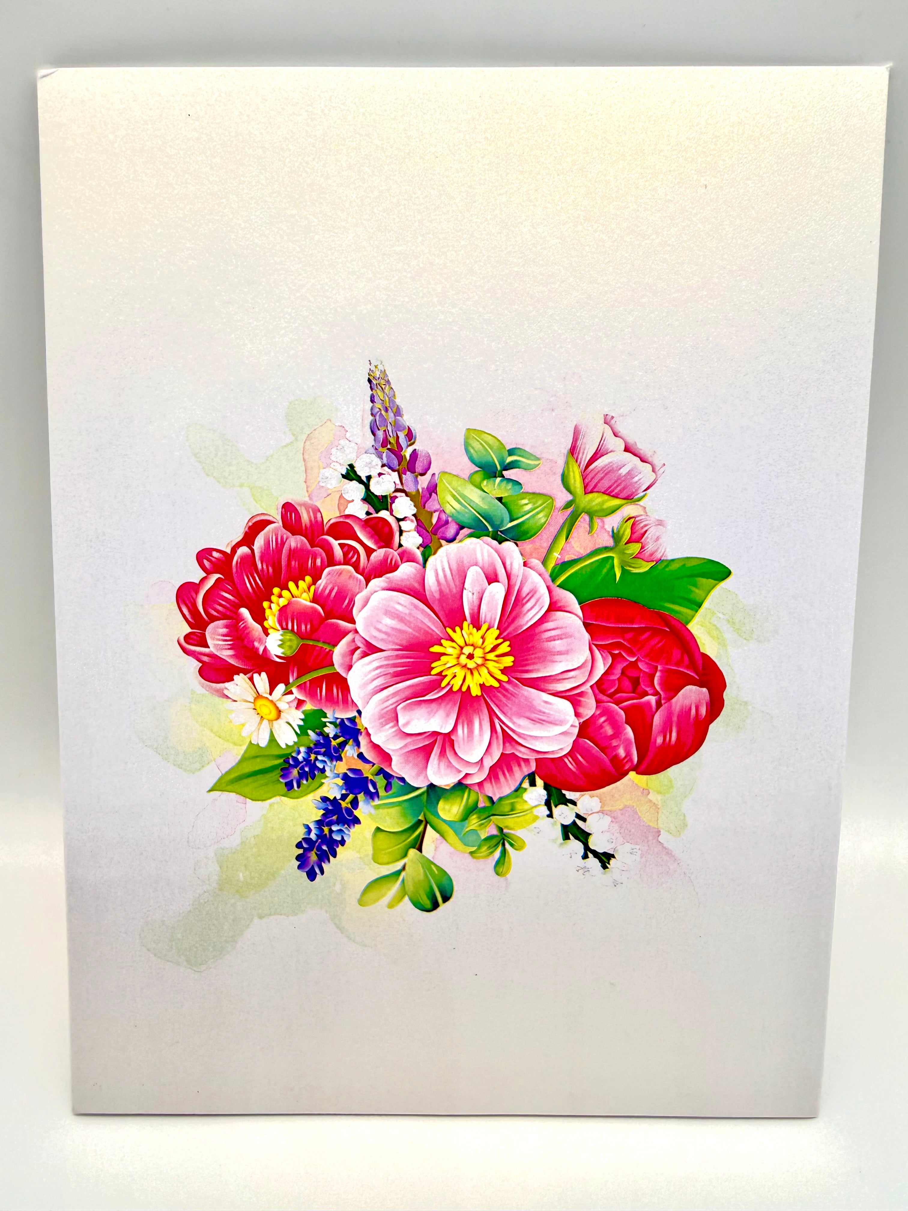 Pink Peony Rose Garden Origami Pop Cards 3D Pop Up Greeting Card Happy Birthday Thank You Handmade Gift Thinking of You Blank Card for Any Occasion Happy Mother's Day Happy Father's Australiana Celebrate the Beauty of Flower and Spring Element