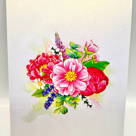 Pink Peony Rose Garden Origami Pop Cards 3D Pop Up Greeting Card Happy Birthday Thank You Handmade Gift Thinking of You Blank Card for Any Occasion Happy Mother's Day Happy Father's Australiana Celebrate the Beauty of Flower and Spring Element