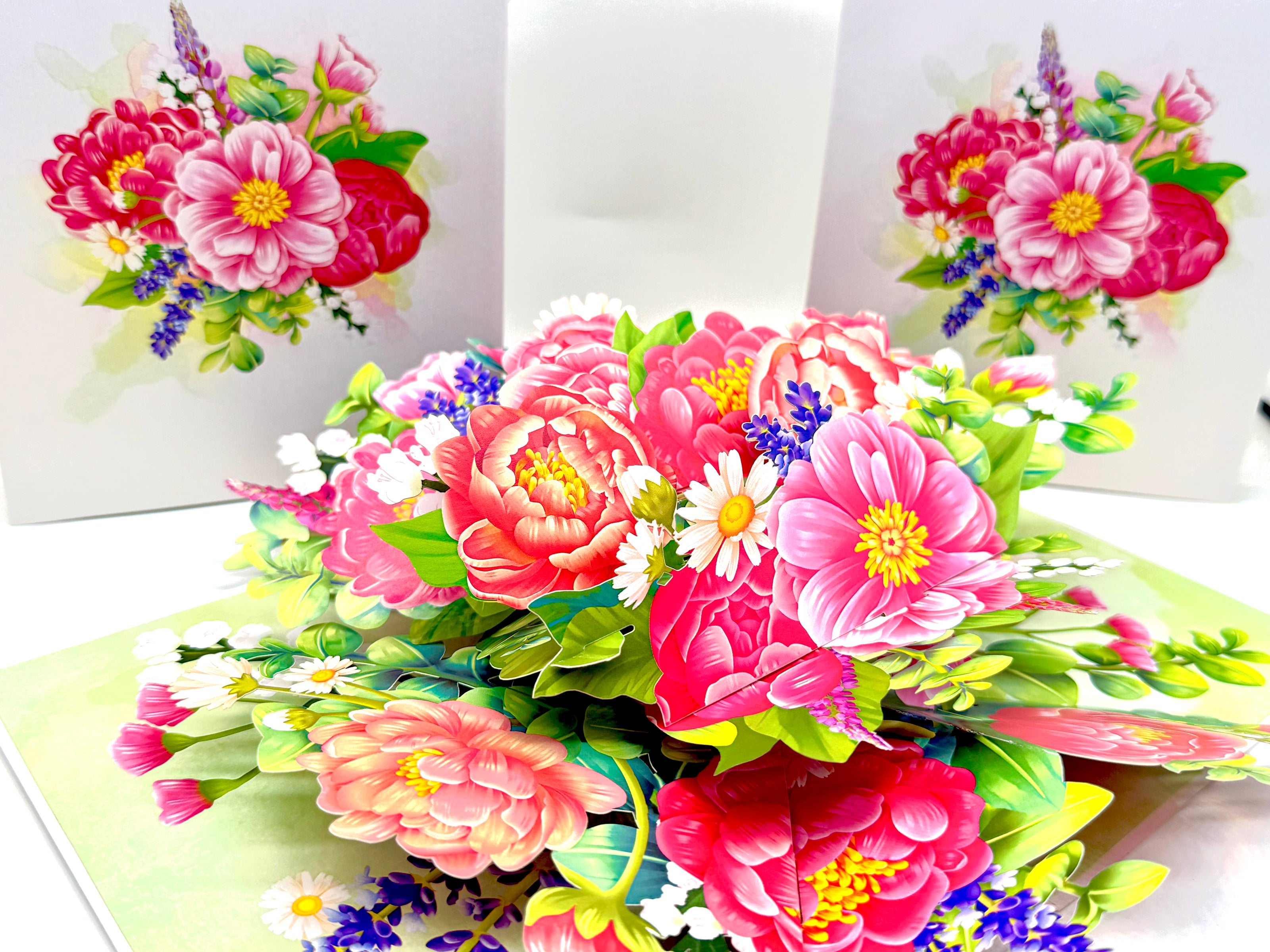 Pink Peony Rose Garden Origami Pop Cards 3D Pop Up Greeting Card Happy Birthday Thank You Handmade Gift Thinking of You Blank Card for Any Occasion Happy Mother's Day Happy Father's Australiana Celebrate the Beauty of Flower and Spring Element