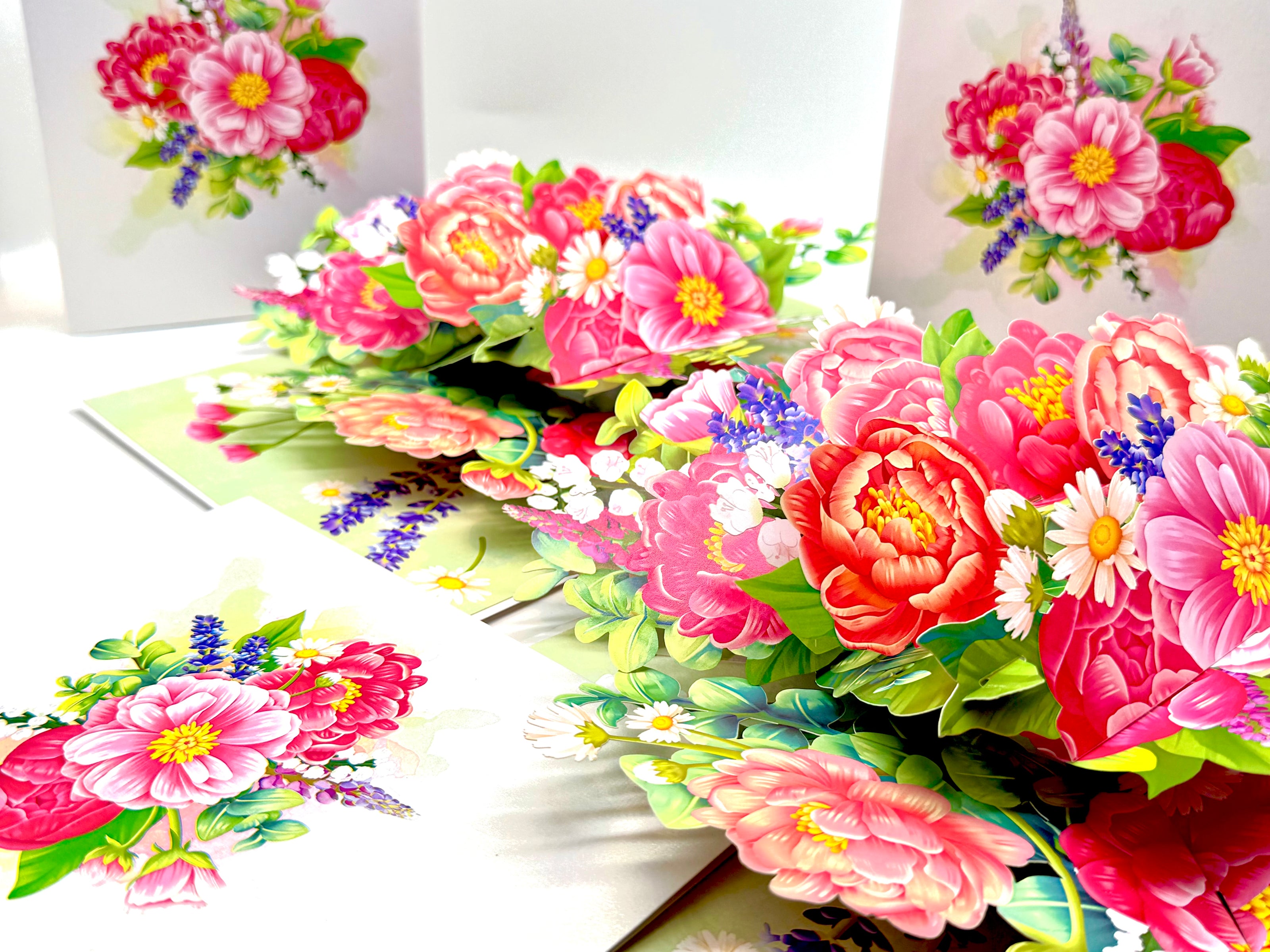 Pink Peony Rose Garden Origami Pop Cards 3D Pop Up Greeting Card Happy Birthday Thank You Handmade Gift Thinking of You Blank Card for Any Occasion Happy Mother's Day Happy Father's Australiana Celebrate the Beauty of Flower and Spring Element