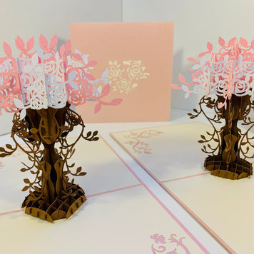 Pink & White Rose Bouquet Origami Pop Cards 3D Pop Up Greeting Card Happy Birthday Thank You Handmade Gift Thinking of You Blank Card for Any Occasion Happy Mother's Day Happy Father's Australiana Celebrate Romantic and Joyful Moments