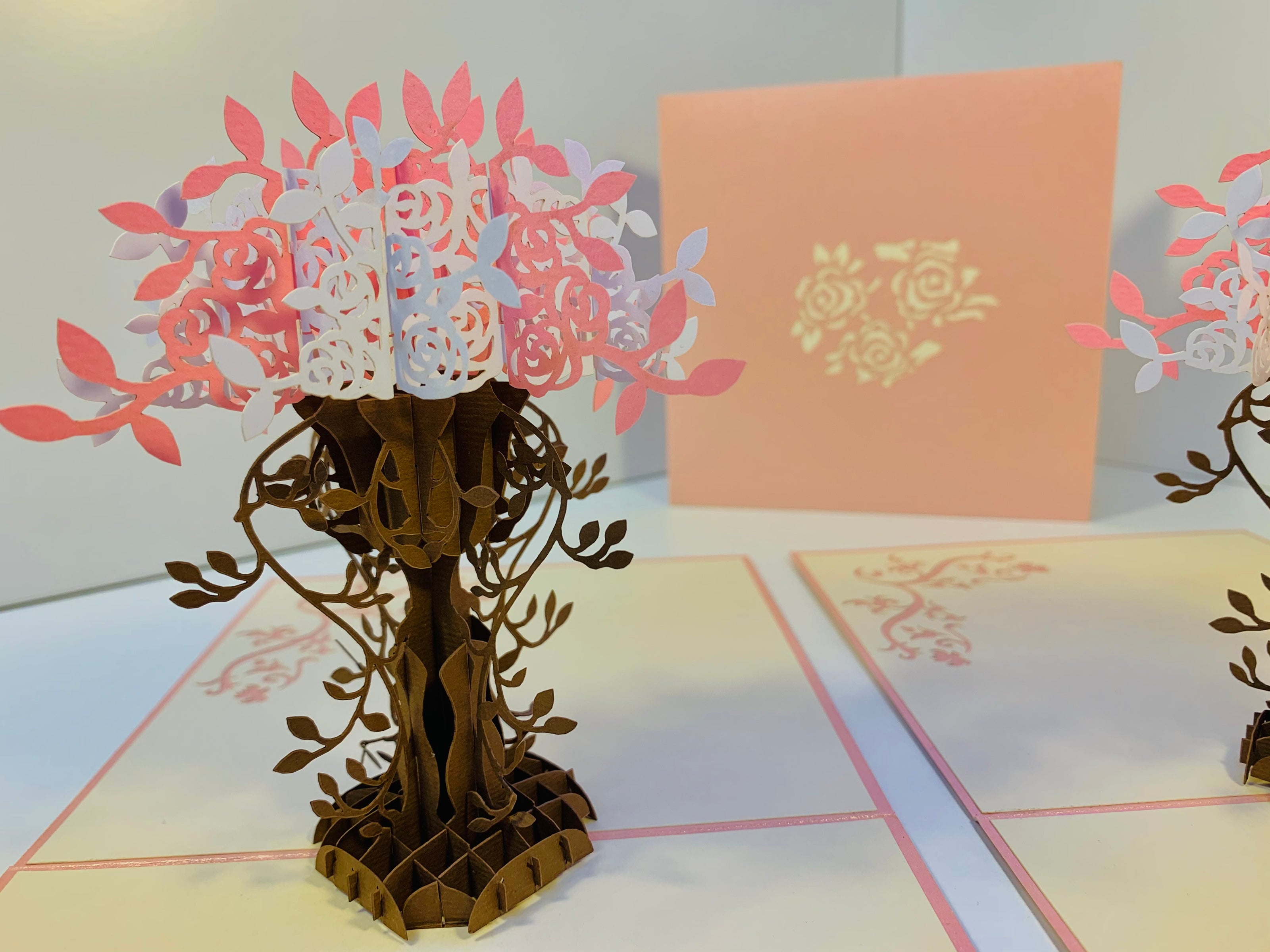 Pink & White Rose Bouquet Origami Pop Cards 3D Pop Up Greeting Card Happy Birthday Thank You Handmade Gift Thinking of You Blank Card for Any Occasion Happy Mother's Day Happy Father's Australiana Celebrate Romantic and Joyful Moments
